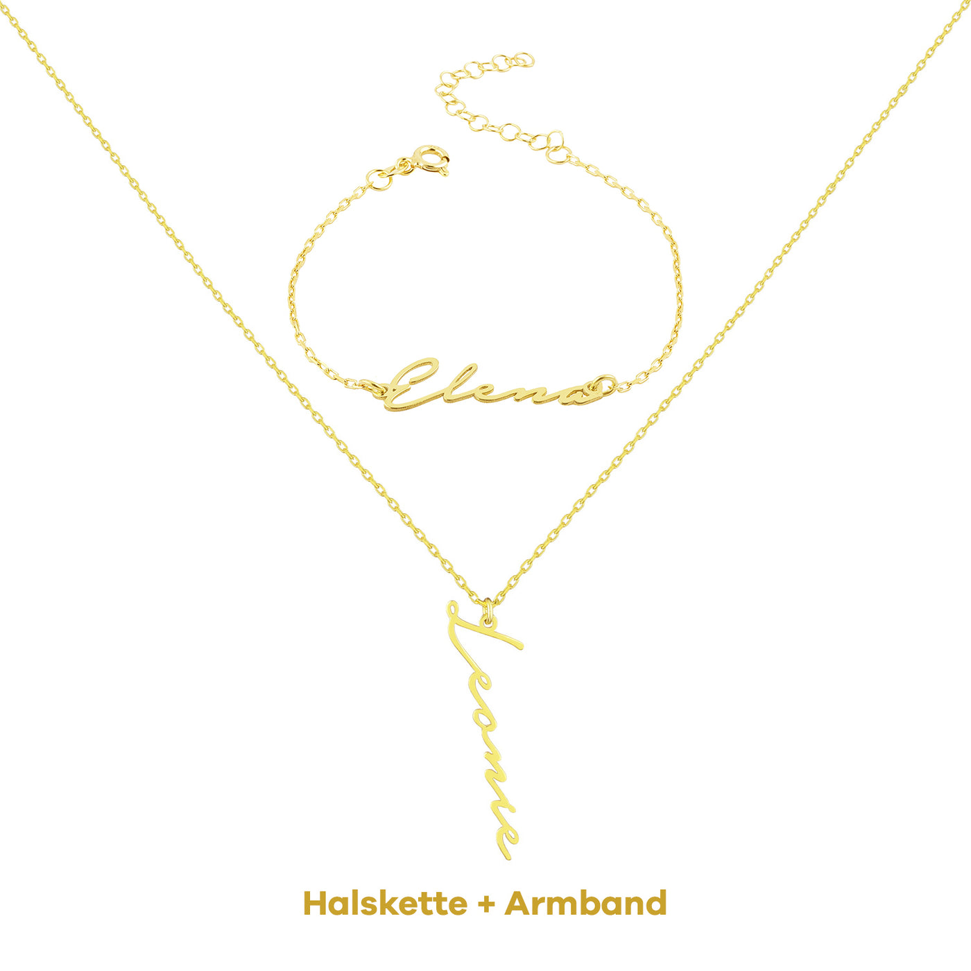 Set - Namenskette Senkrecht-Notera & Namensarmband (7962376798475)
