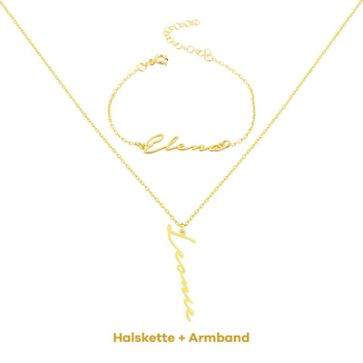 Set - Namenskette Senkrecht-Notera & Namensarmband (7962376798475)