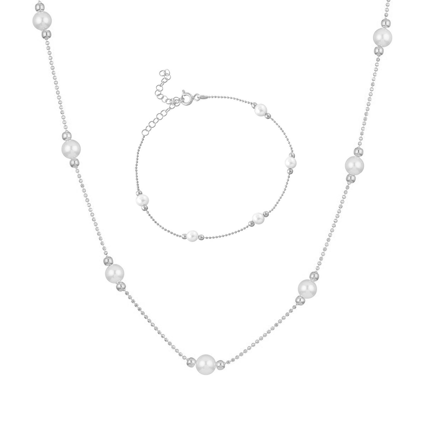 Set - Perlen Halskette & Armband (7104269123769)