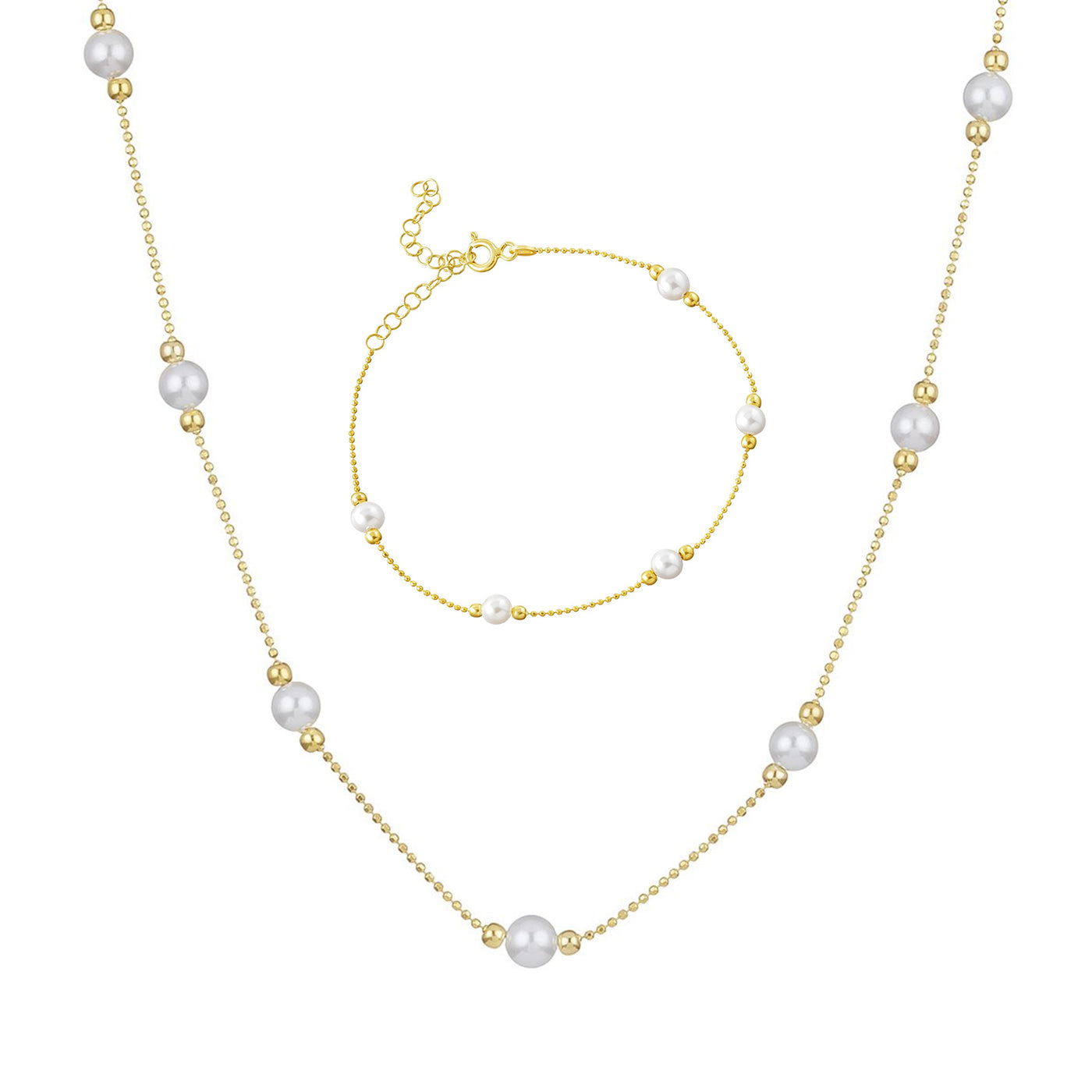 Set - Perlen Halskette & Armband (7104269123769)