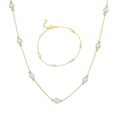 Set - Perlen Halskette & Armband (7104269123769)