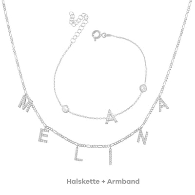 Set - Buchstaben Choker mit Zirkonia & Armband Buchstabe mit Zirkonia (7962507215115)