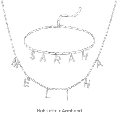 Set - Buchstaben Choker Zirkonia & Armband Seldom mit Buchstaben (7962421297419)