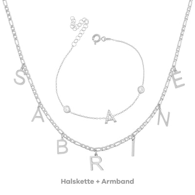 Set - Buchstaben Choker & Armband Buchstabe mit Zirkonia (7962425295115)