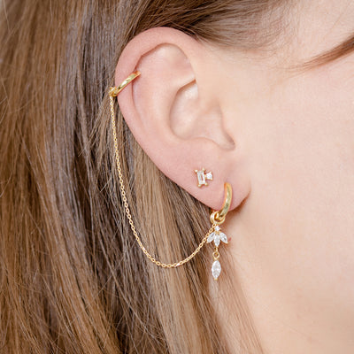 Lily earring with earcuff zirconia