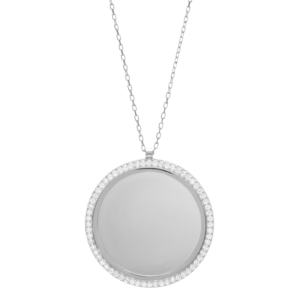 Zirconia plate necklace